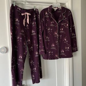 Soma Pajamas/Lounge Wear set, Burgundy print, Size M